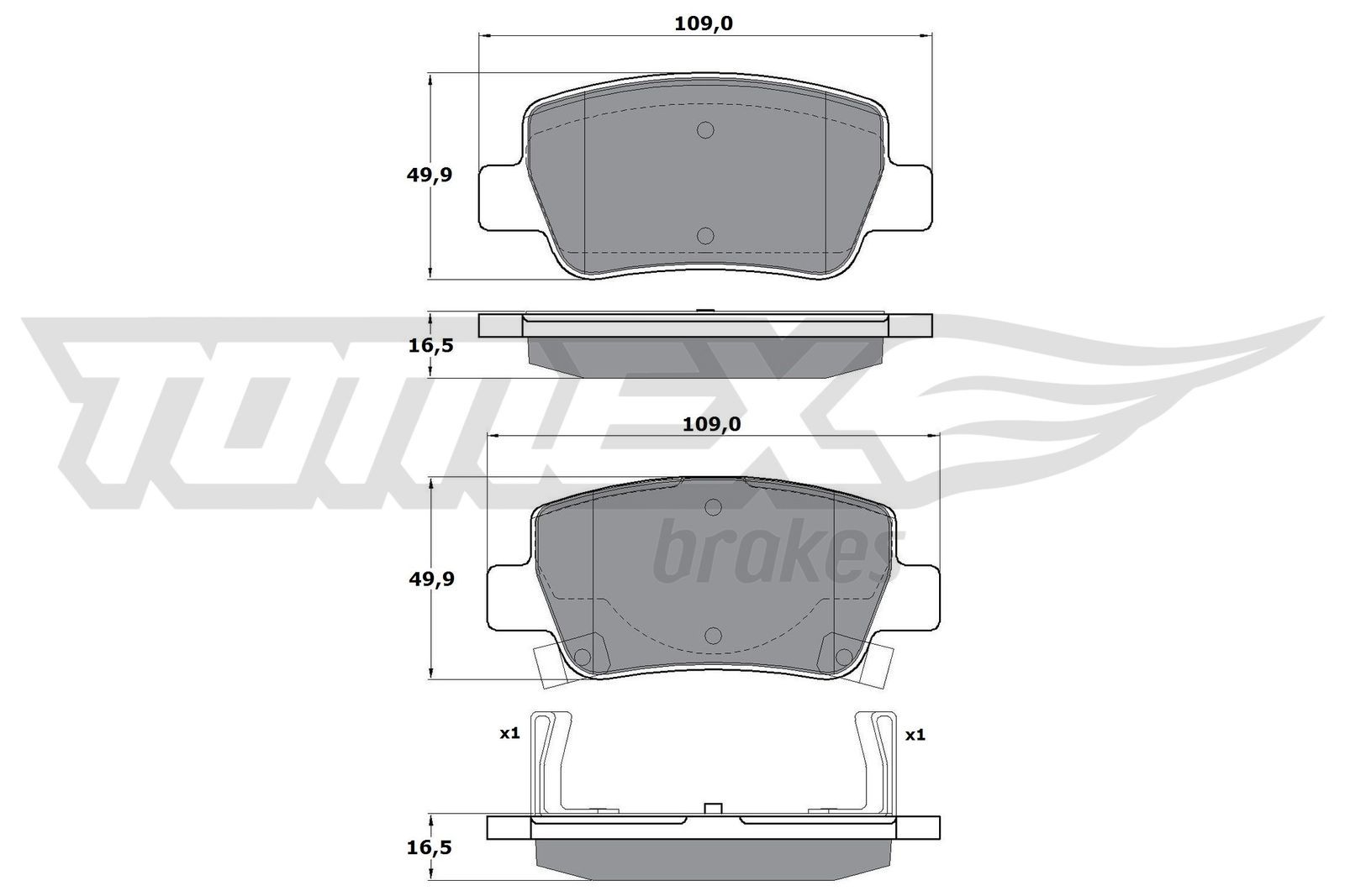 Obrázok Sada brzdových platničiek kotúčovej brzdy TOMEX Brakes  TX1721